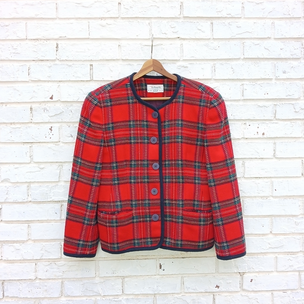 Vintage Talbots Scotch Plaid Wool Blend Blazer